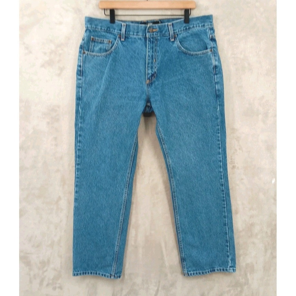 Berkley Jensen Jeans Mens 36x29 Blue Denim Straight Leg Heavyweight Workwear
